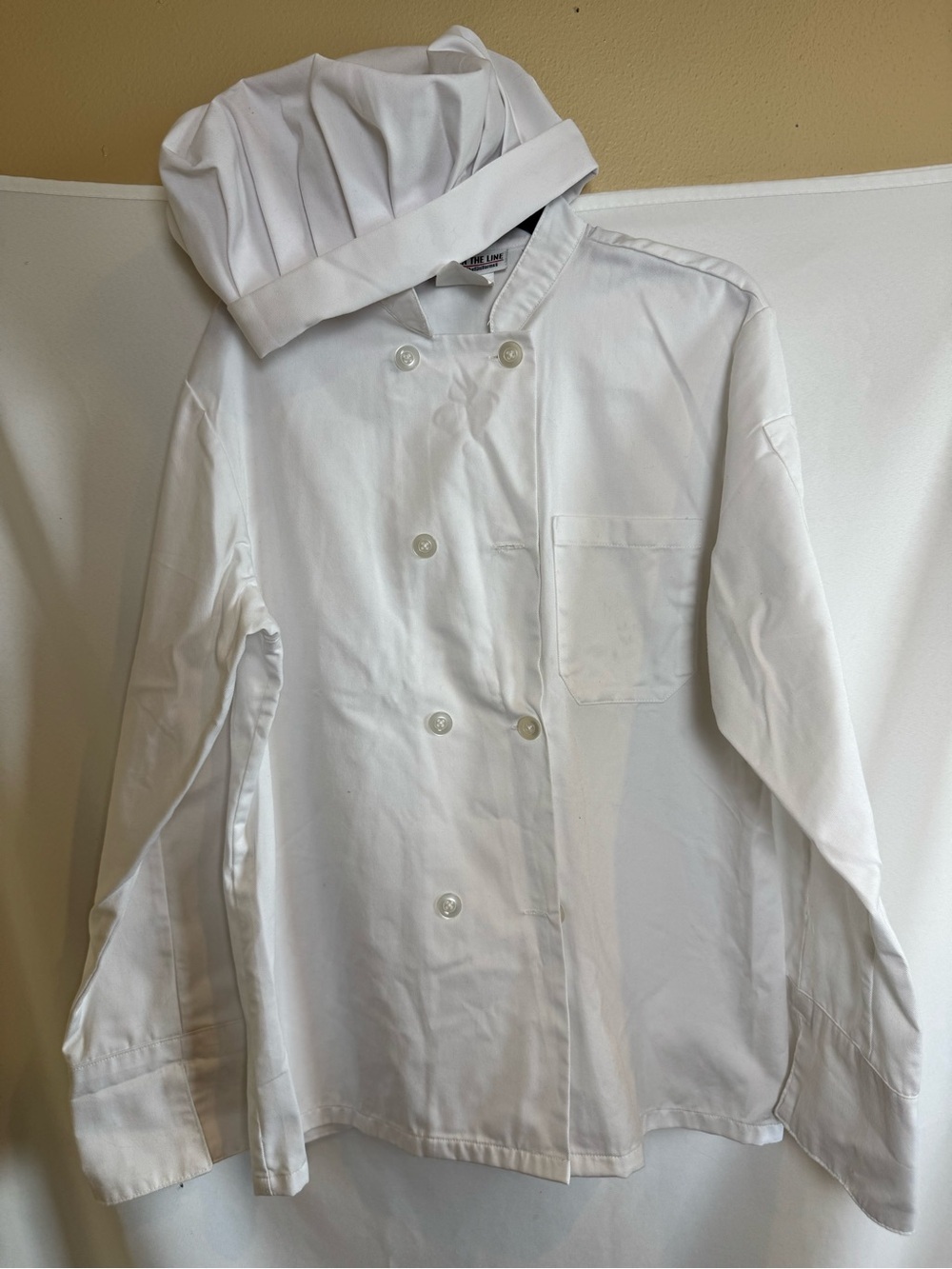 3 Piece Halloween Classic White Chef Coat with Matching Hat and Checkered Pants